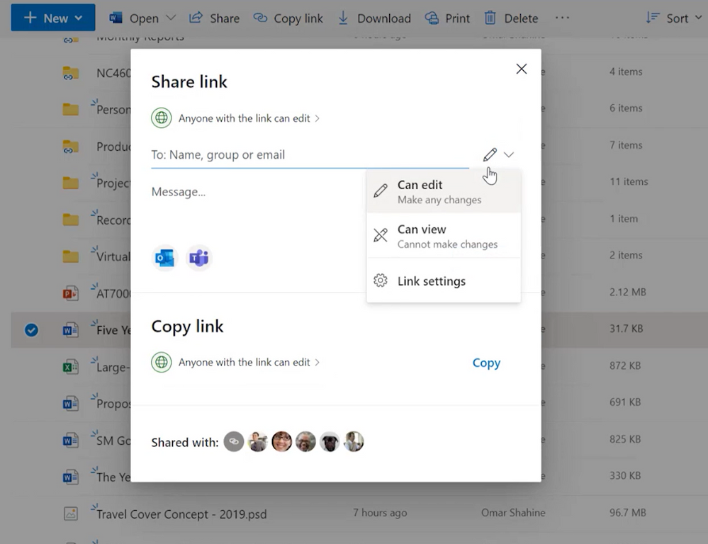 thumbnail image 14 captioned Quick permissions and link settings in OneDrive