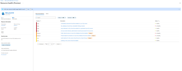 Image 4: Resource health blade showing a SQL Server with sensitive information