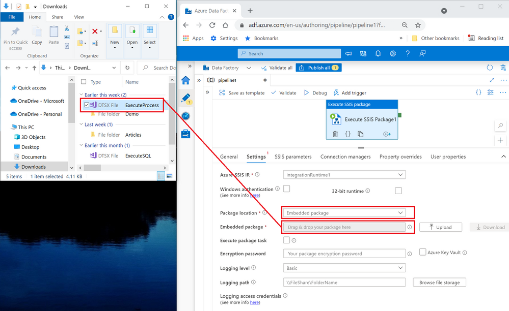 run-process-ssis-activity-settings-embedded-package.png