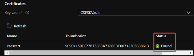 Key Vault certificate validation result