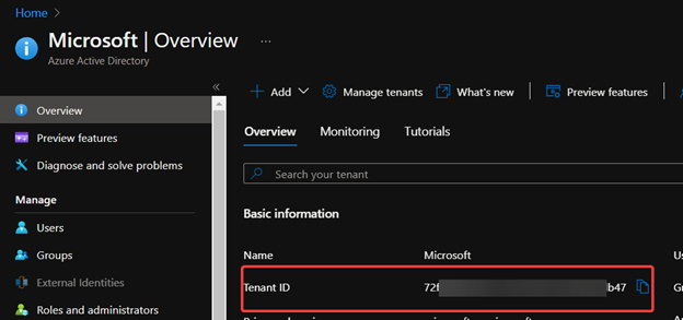 Tenant ID in AAD page