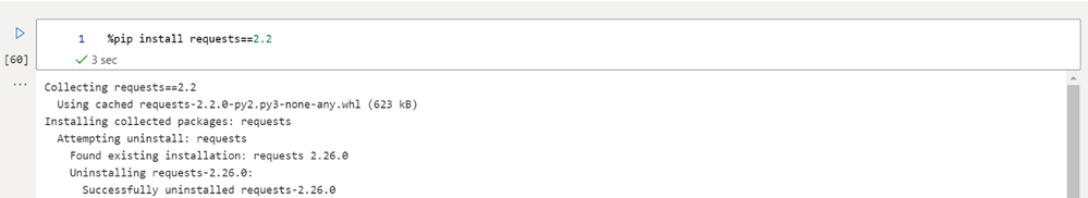 Output of running %pip install requests==2.22.0