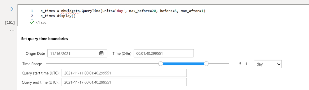 Time range selection widget