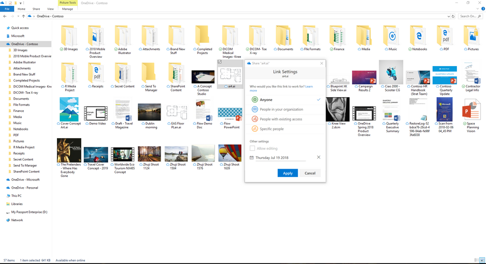 OneDrive sharing from the Windows Explorer