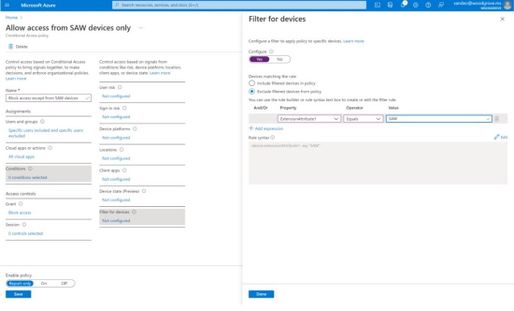 Figure 2: Admin experience for filters for devices