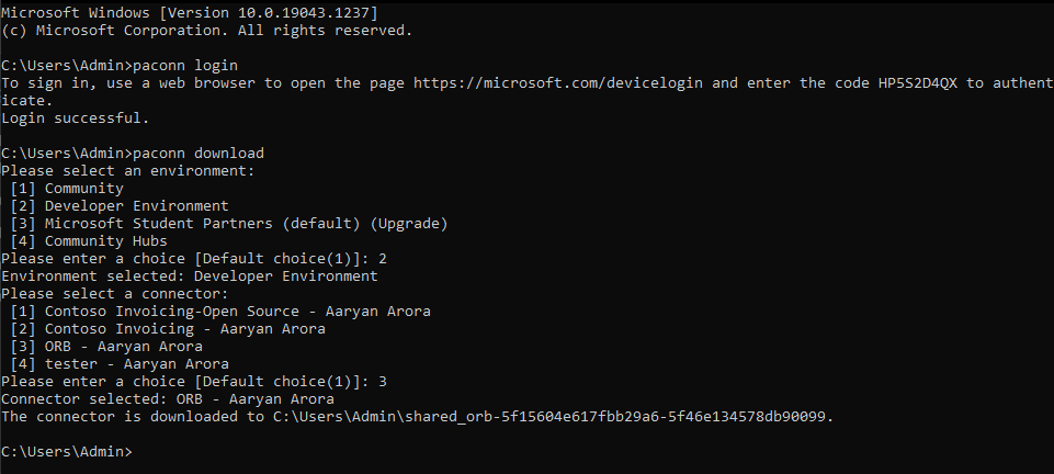 Downloading the connector artifacts from power platform using paconn