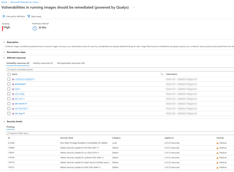 Image 6: Vulnerability security alert specific to containers