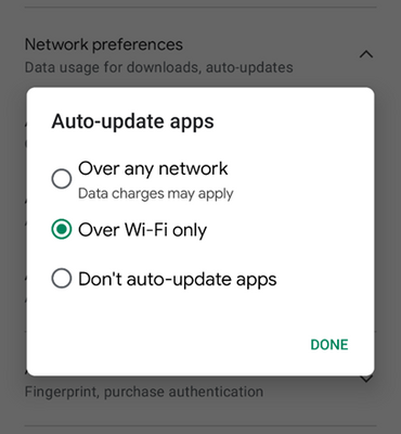 Auto-update app preferences.