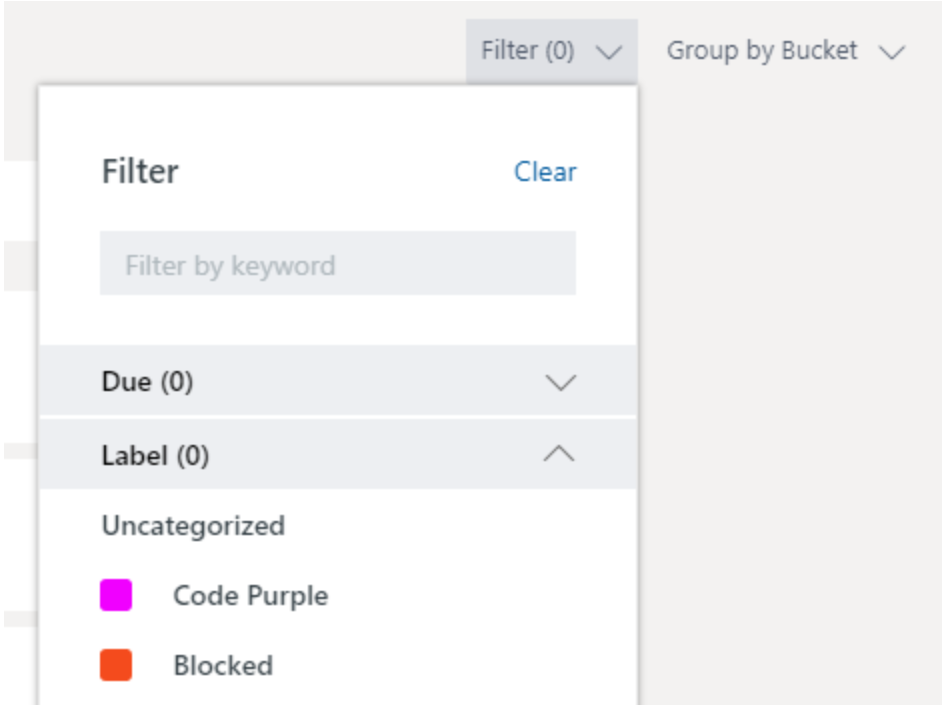 Organize tasks using the Filter and Group By options