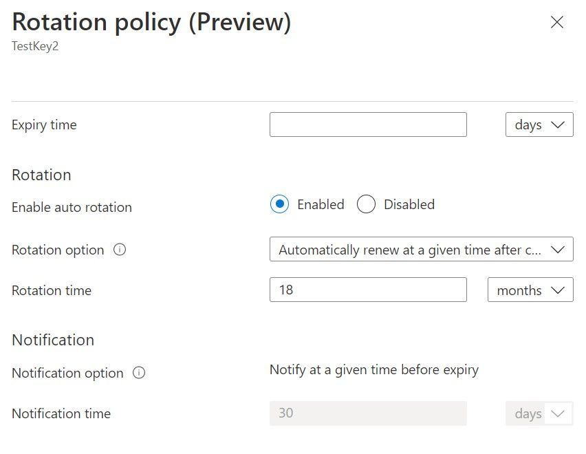 Rotation Policy settings