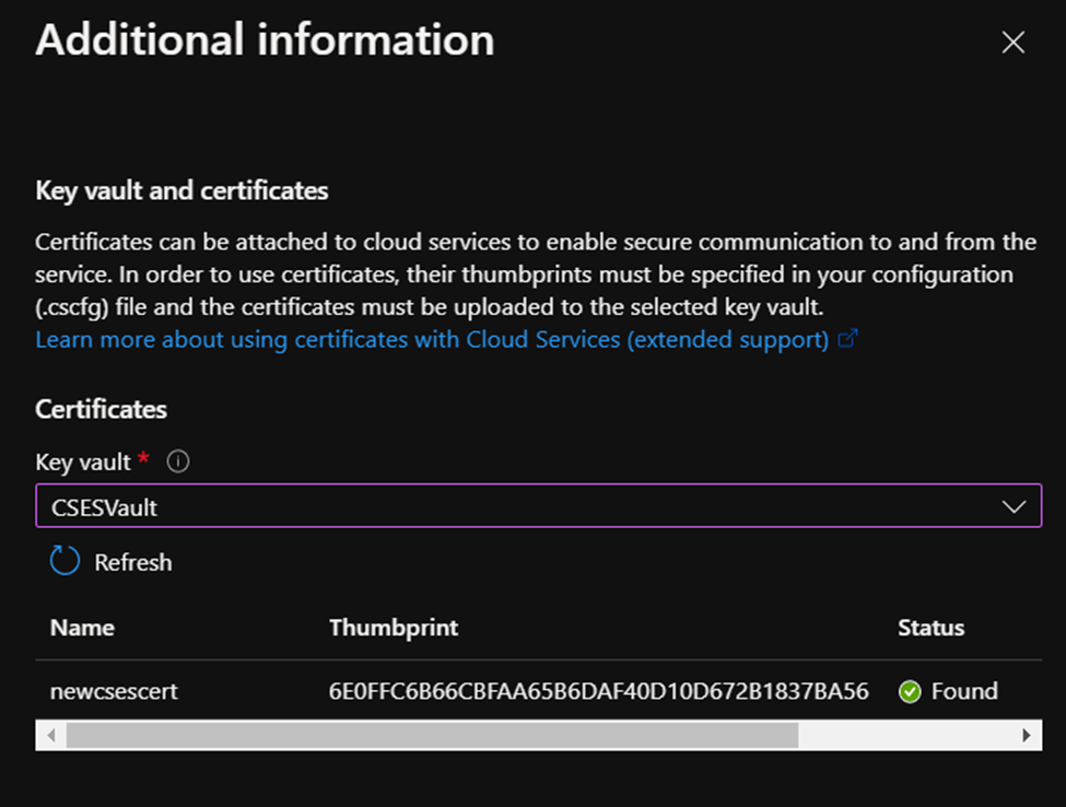 Validation page in Azure Portal