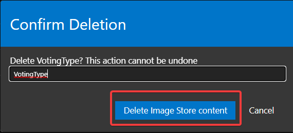 Confirmation window to delete package