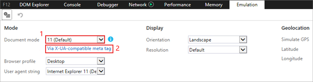 Image of the F12 developer tool in Microsoft Edge