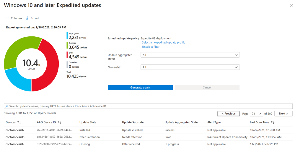 thumbnail image 2 captioned How devices with Insufficient Update Connectivity show up in the Windows Expedited update report in Intune