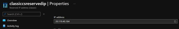 Reserved IP used by classic Cloud Service