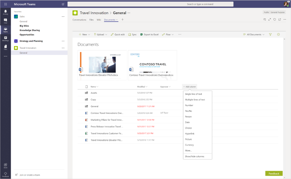 Get the full power of a SharePoint library when you work with your files in Microsoft Teams