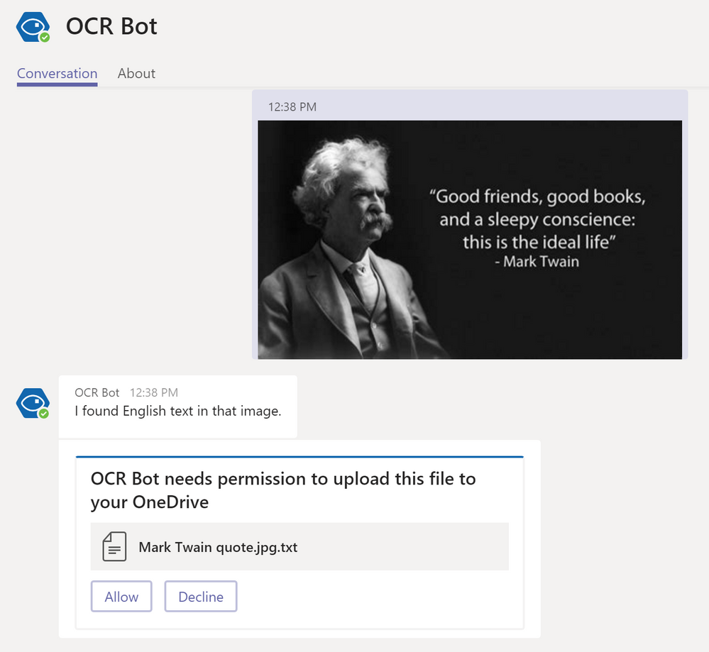 OCR Bot sends a file consent card