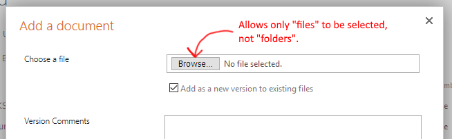 File browser does not allow folder selection in classic experience