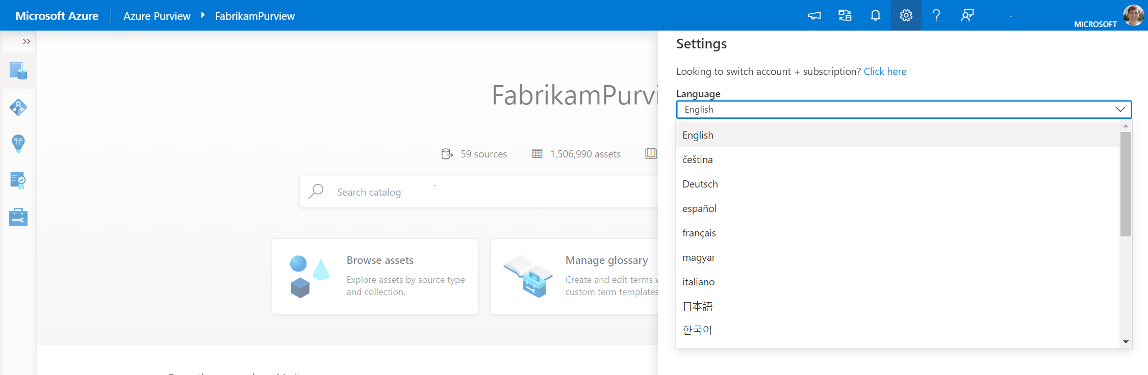 Localization generally available in Azure Purview Studio