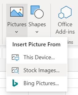 How to insert Microsoft stock images