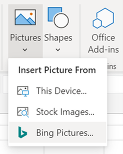 Insert Bing pictures on Excel for the web