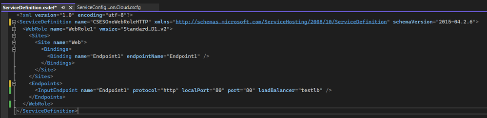 .csdef file with Internal Load Balancer