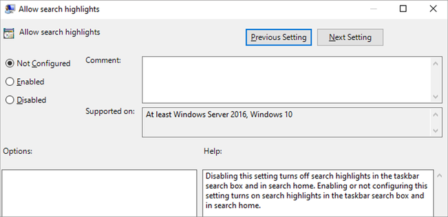 thumbnail image 3 captioned Configuring search highlights for a Windows 10 device via Group Policy