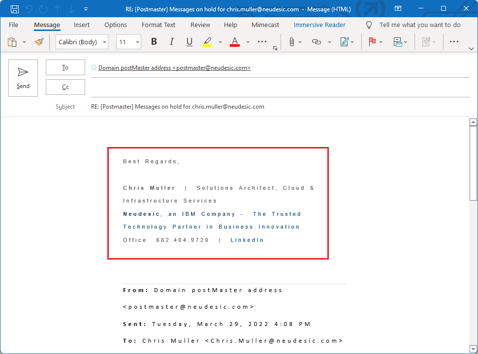Signature is Displayed Incorrectly in Outlook