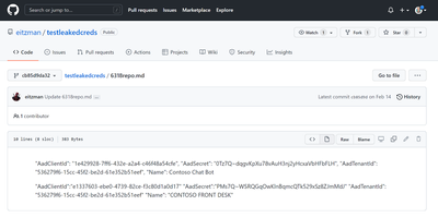 Leaked secret in GitHub.