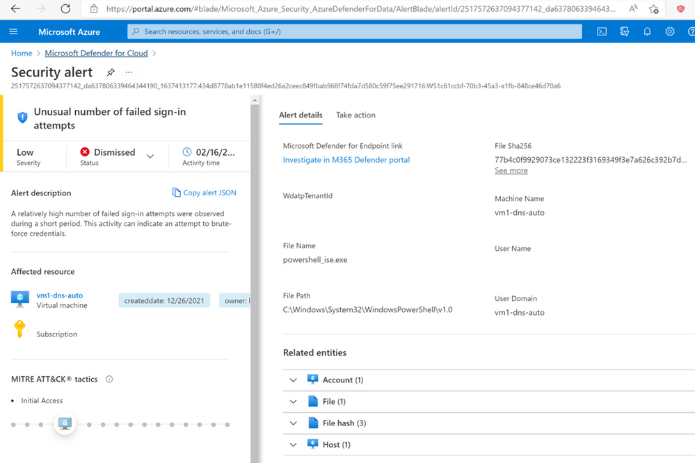 Screenshot from Defender for Endpoint and Defender for Cloud dashboard. 