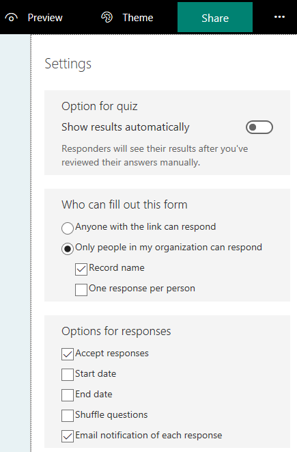 If Show results automatically is on, the students will see the result immediately after submitting. If it's off, you can assess and post the results when ready!