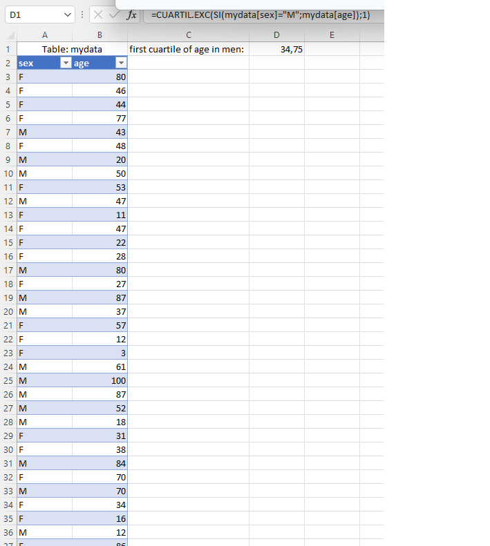 excel for statistics. ¿how to compute some descriptive statistics with case  selection? - Microsoft Community Hub