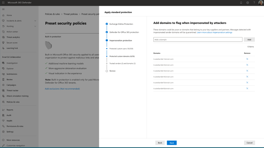 Figure 5. Impersonation protection - custom domains