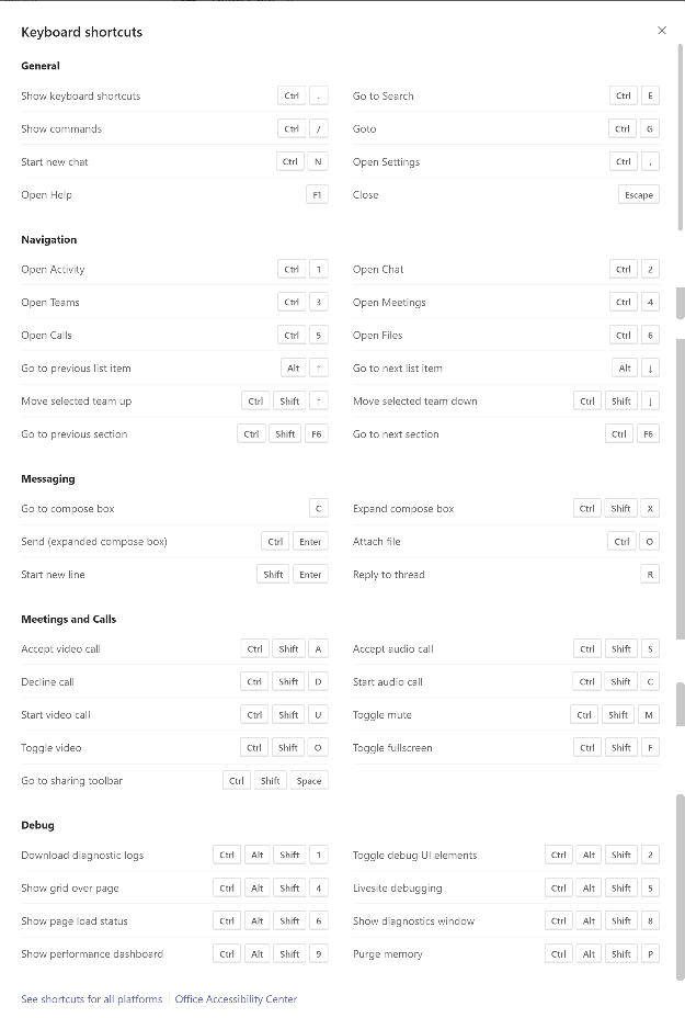 Access our updated keyboard shortcuts