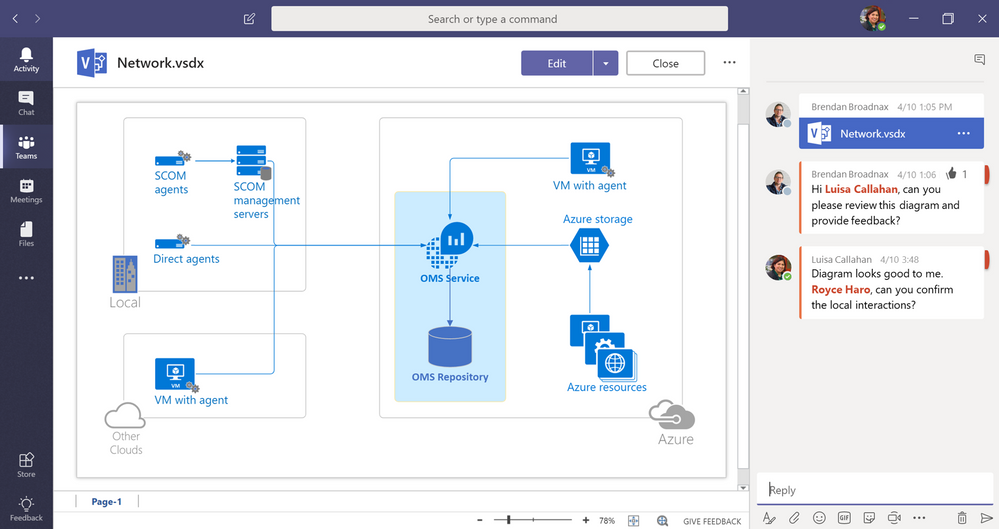 Now, you can easily upload a Visio file directly into a channel and view, edit and collaborate instantly