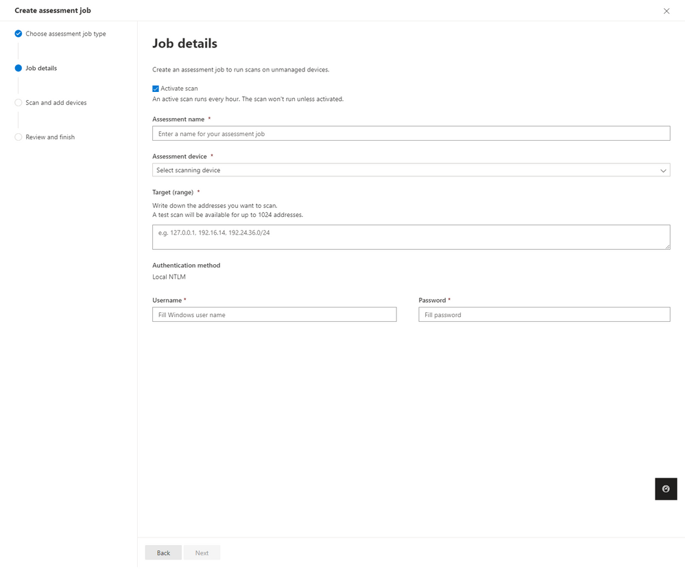 Figure 8: Create an authenticated scan job to detect software vulnerabilities on unmanaged devices.