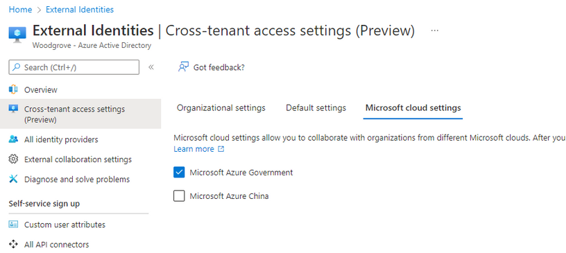 You can choose which Microsoft clouds to collaborate with