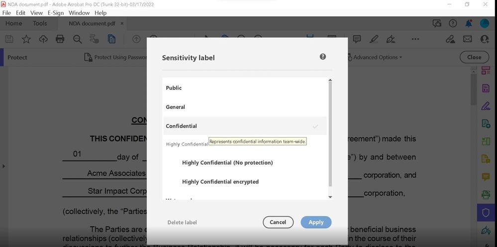 Protecting Adobe documents using Microsoft Purview Information Protection