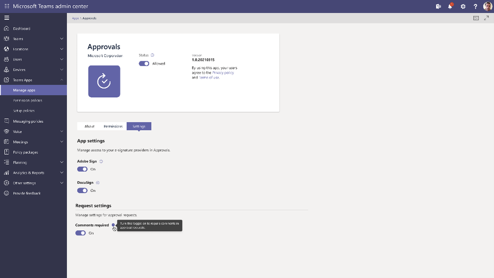 Mandatory Comments for Approvals App in Teams.png