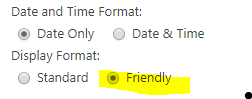 Choosing "friendly" in the list settings