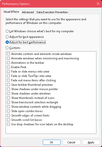 Performance Options