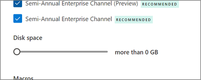 An image of the user interface demonstrating the new disk space slider (set to 0 GB in the image).