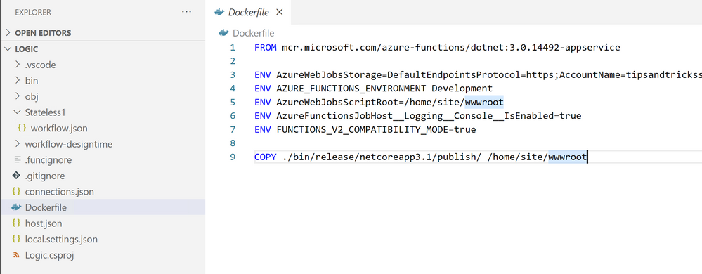 Dockerfile in VS Code