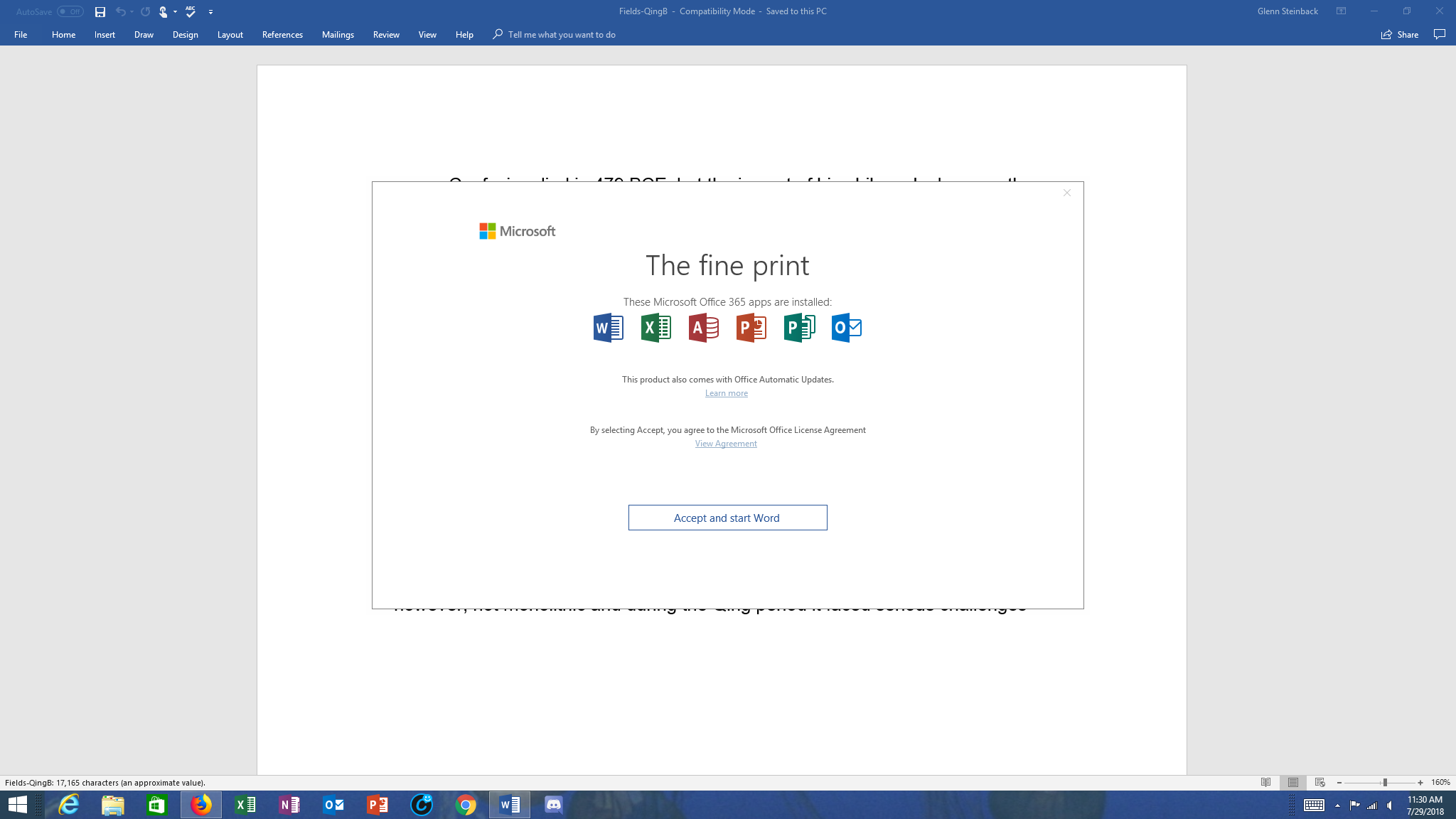 Office 365 "The fine print" popup message - is it legitimate? - Microsoft  Tech Community