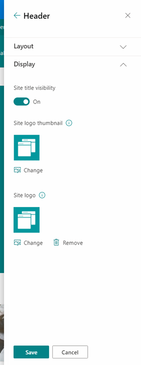 Control all header options within the 'Change the Look' settings.