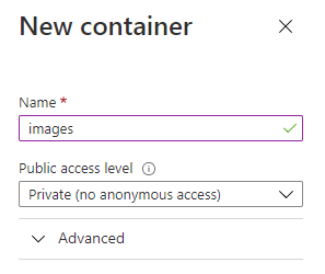 New container, images, private