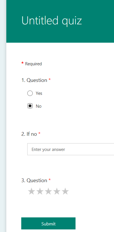 If I select no, appropriate question appears