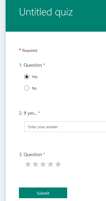 If I select yes, appropriate question appears