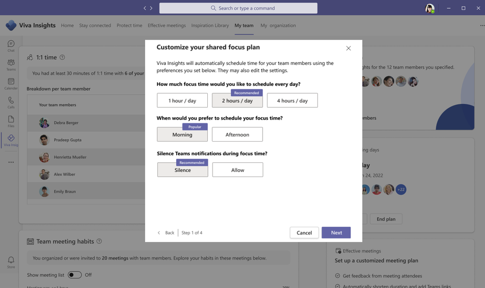 Shared focus plan setup