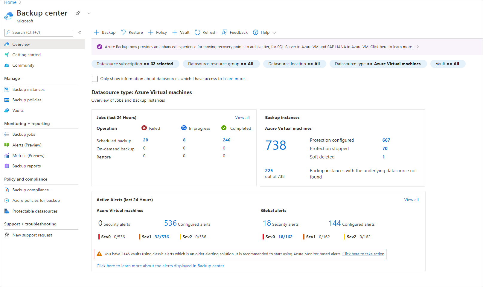 Azure Backup: Migrate to Azure Monitor alerts using the template-based portal experience